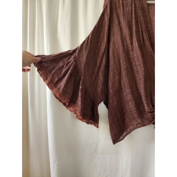 Free People kimono boho Rosebud Guaze Cotton Festival Hippie Grunge Peasant OS - Picture 6 of 12